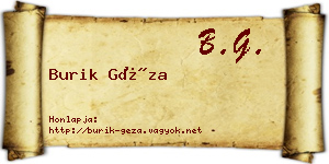 Burik Géza névjegykártya